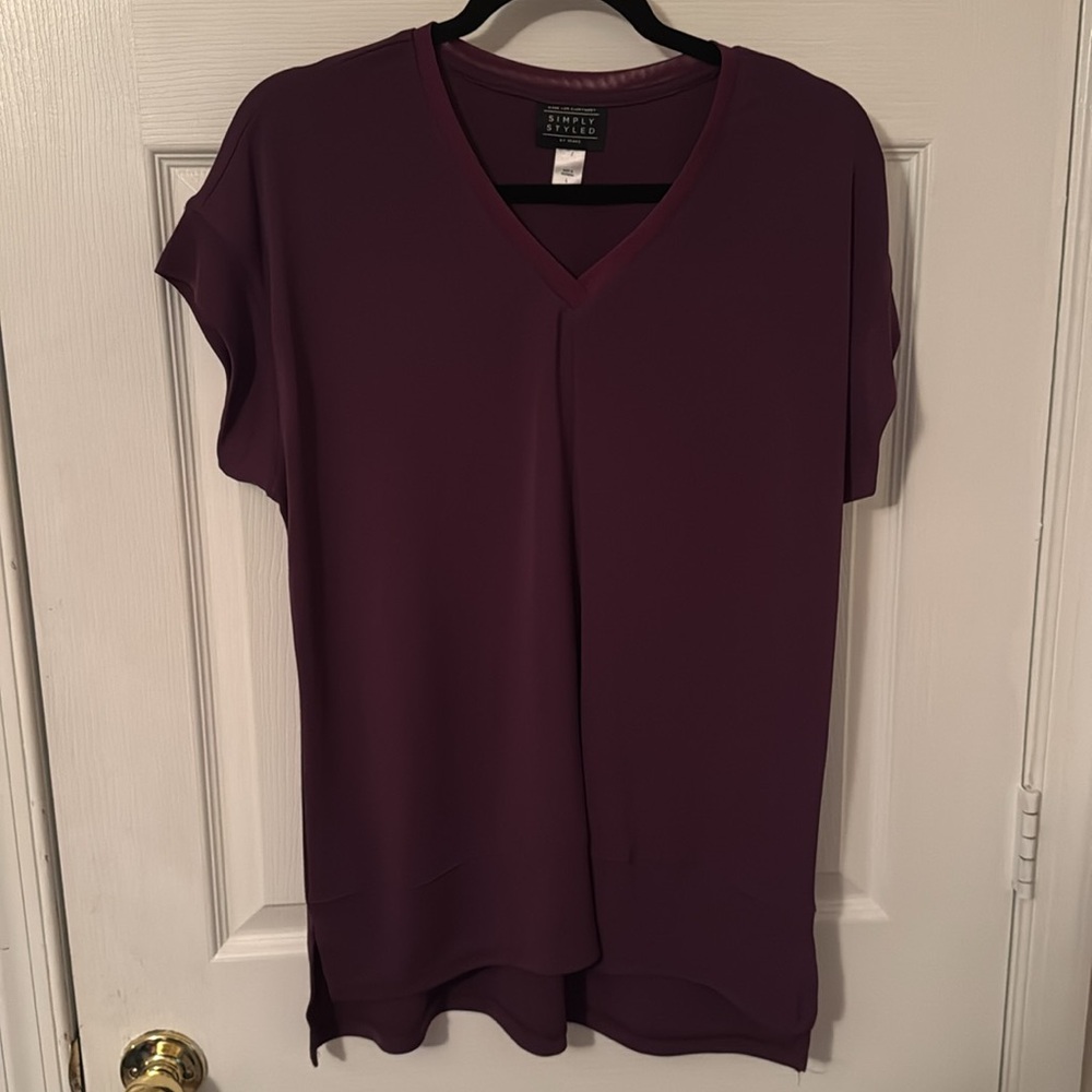 Simply Styled Blouse Size L Color Purple Hi-lo